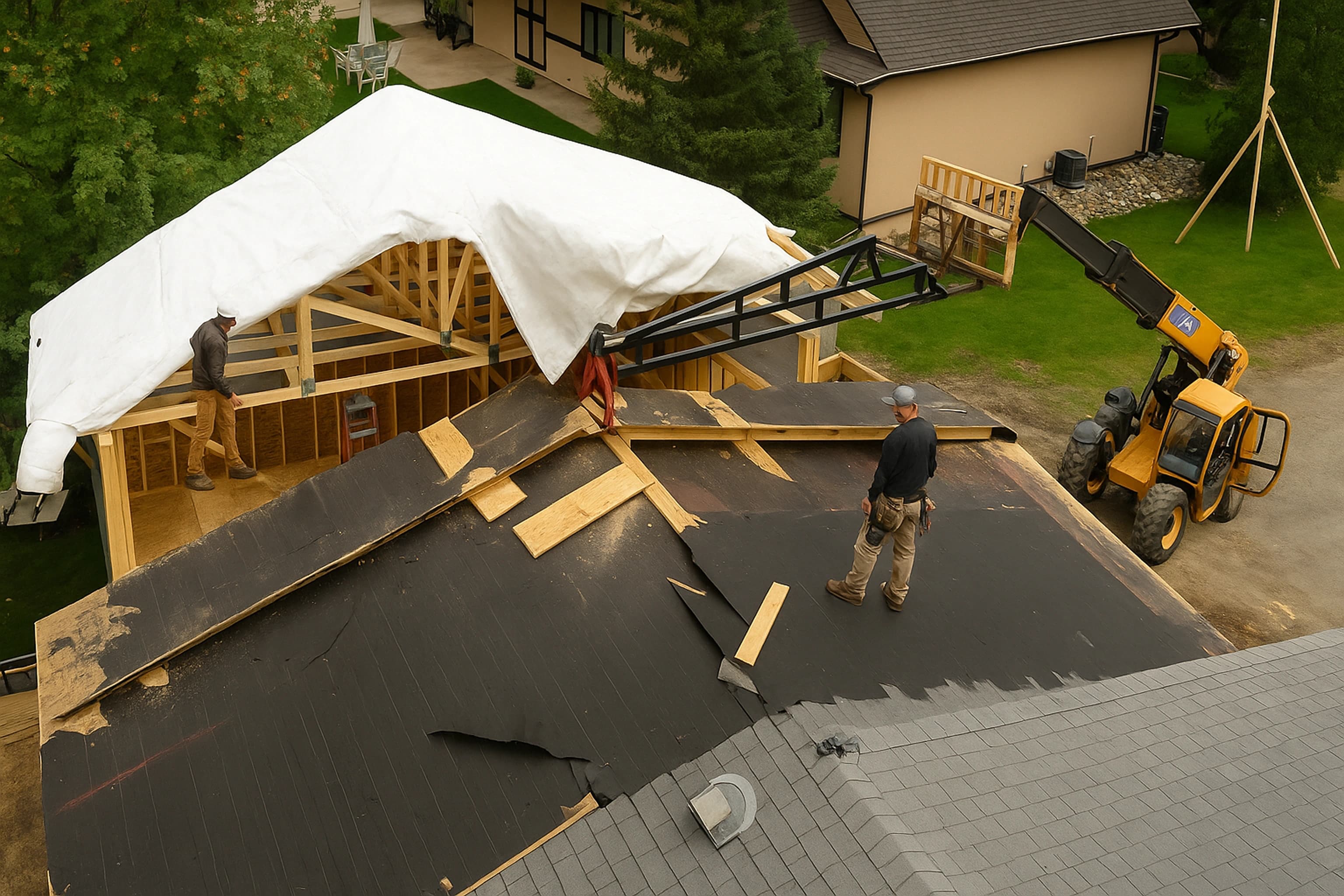 Construction site with workers
